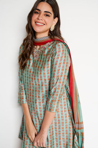 Teal Ethnic Motifs Asymmetric Set of 3, Teal, image 5